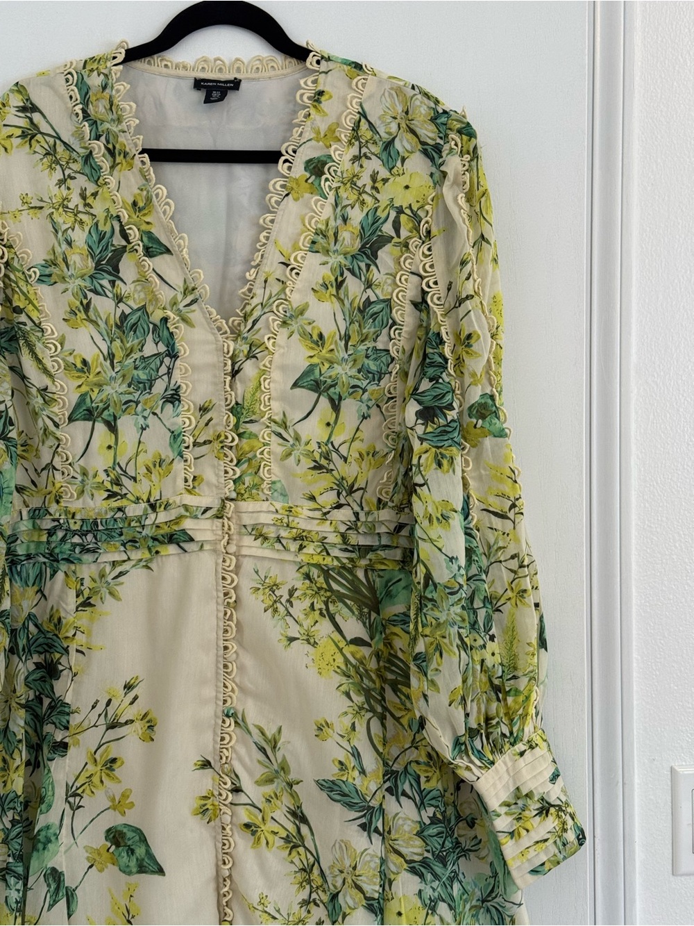 Karen Millen Green Floral Maxi Dress with woven detail - Picture 3 of 4